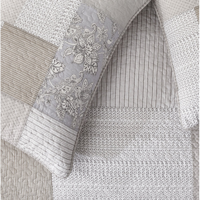 Quinn Cotton Patchwork Reversible Quilt Set, Super King Quilt + 2 King Shams