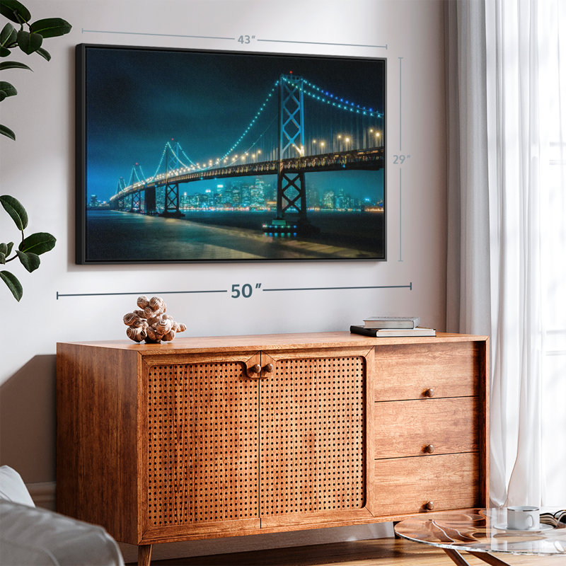 Impression sur toile Neon Golden Gate, H 29 po x l 43 po