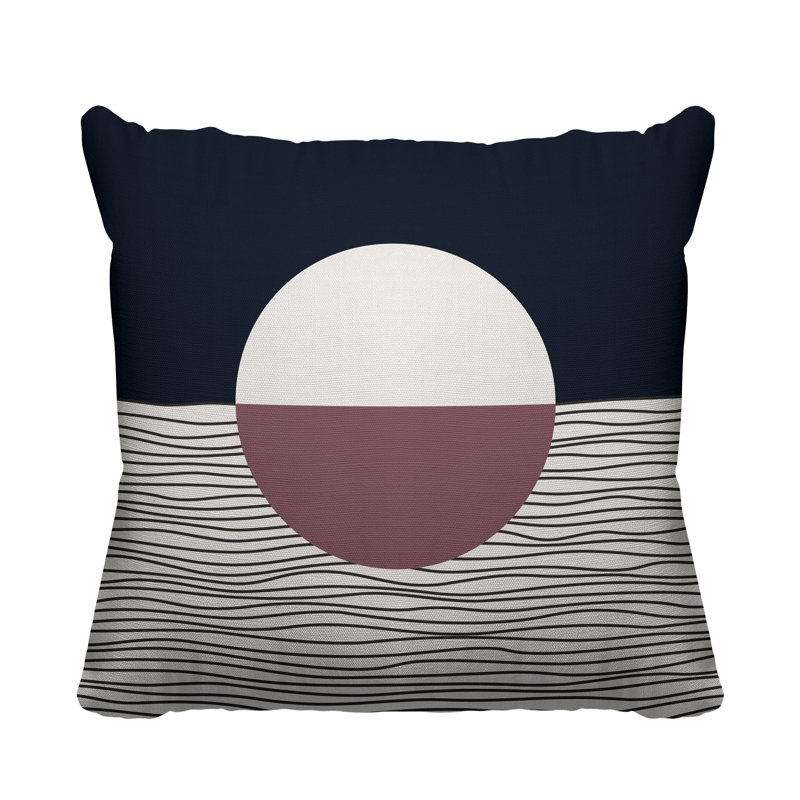 Coussin décoratif intérieur / extérieur Carmy, 17 po x 17 po, Mauve / beige / bleu marine, Carré
