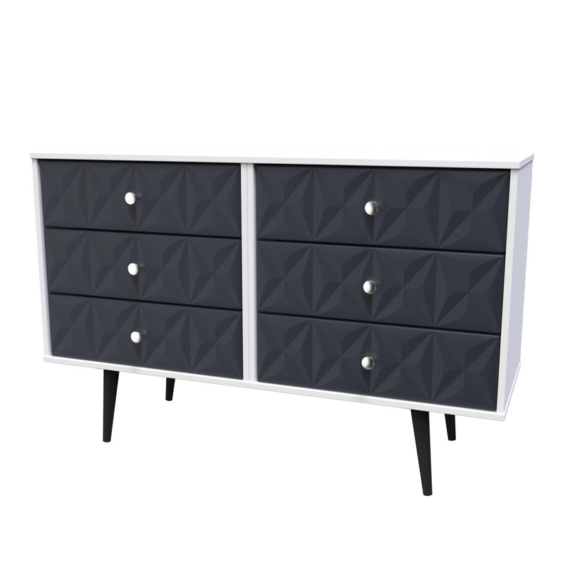 Carnlea 115 cm W Chest of 6 Drawers, Blue