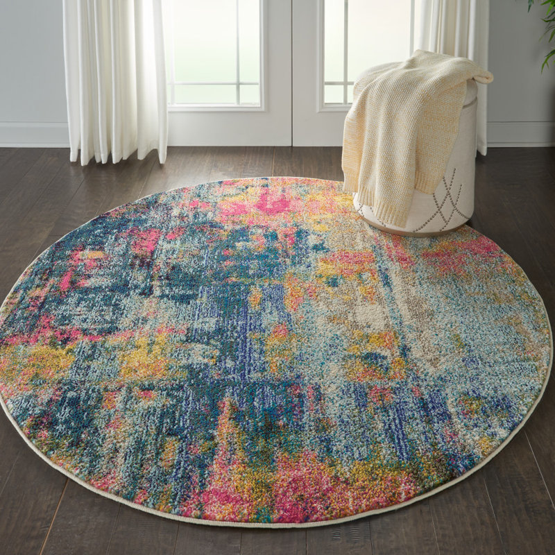 Velva Abstract Indoor Rug, Round 4'
