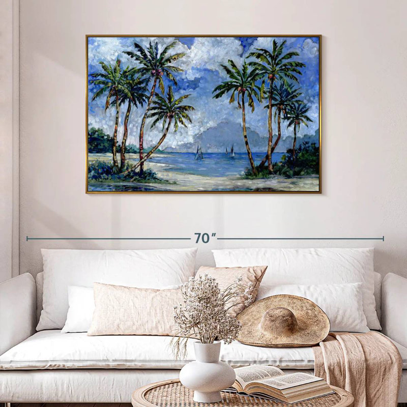 Impressions of Palms II, 46 po x 31 po, Cadre flottant doré