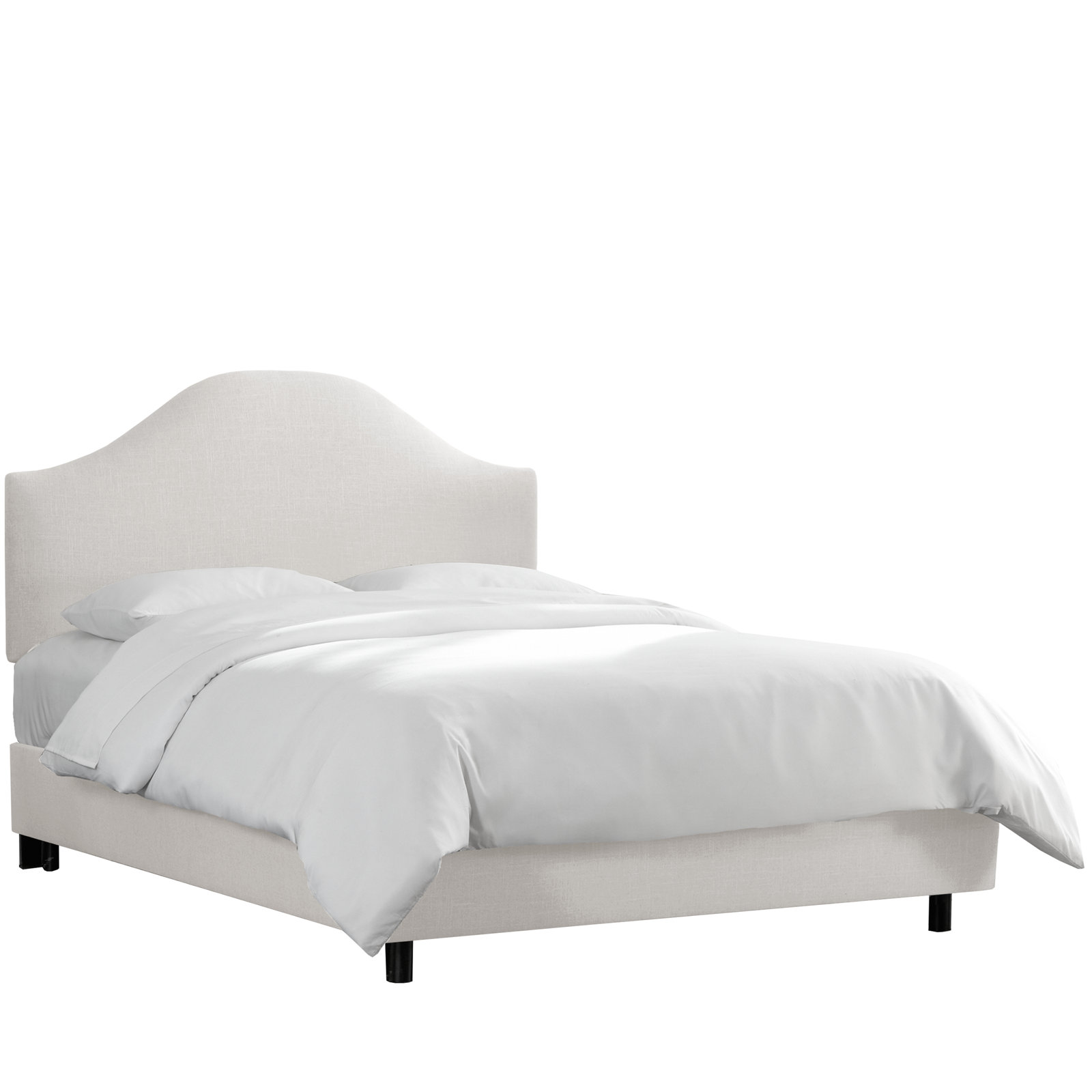 Morris Linen Upholstered Bed, Queen, White Performance Twill