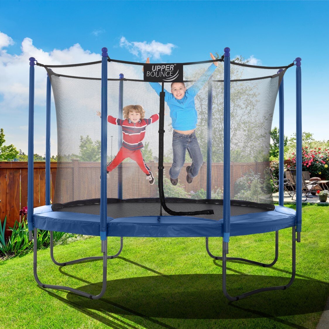 Upper Bounce UpperBounce 10' Large Trampoline and Enclosure Set, Garden Outdoor Trampoline with Safety Net, Mat, Pad & | Wayfair.co.uk