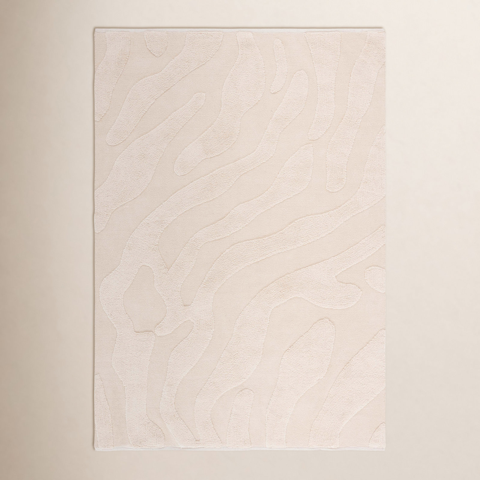 Moura Ivory Washable Hand-Woven Cotton Rug, Rectangle 4' x 6'