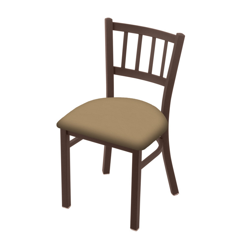 Contessa 18'' H Faux Leather Upholstered Metal Side Chair, Bronze, Vinyl-Canter Sand