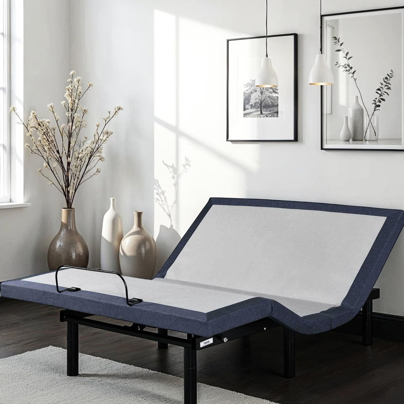 Base de lit ajustable simple TG avec réglages de la position de la tête et des pieds, trois modes de vibration, positions télé / gravité zéro / détente, 2 lumières de charge, retour sous une touche, pliage central, 850 lb