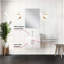 Meuble-lavabo blanc brillant l 24 po x P 22 po, comptoir en quartz, miroir et robinet de 18 po - et meuble-lavabo, taches rayées