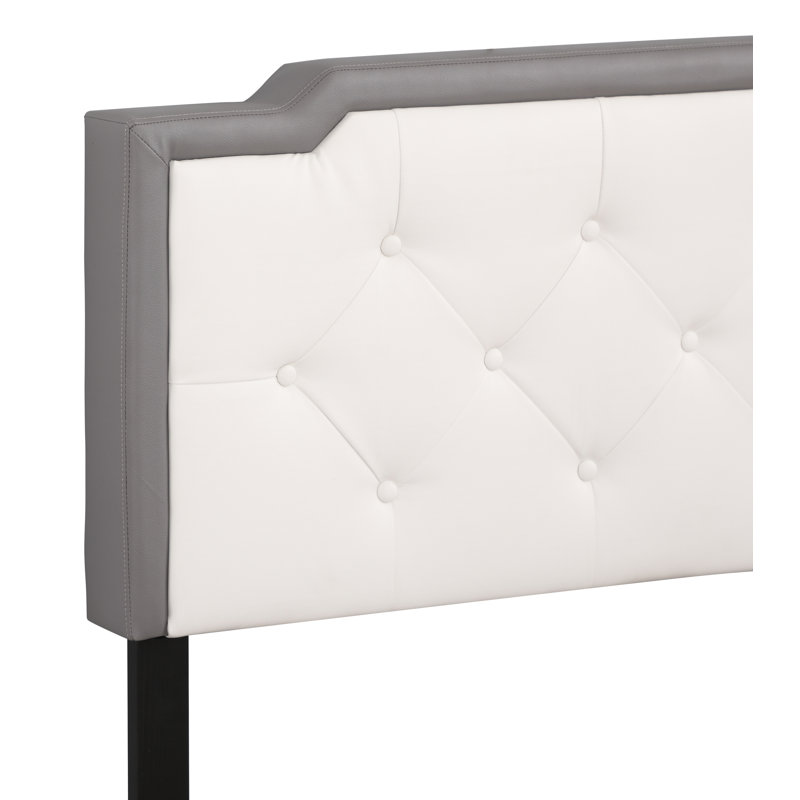Upholstered Panel Bed, Twin, Gray/White