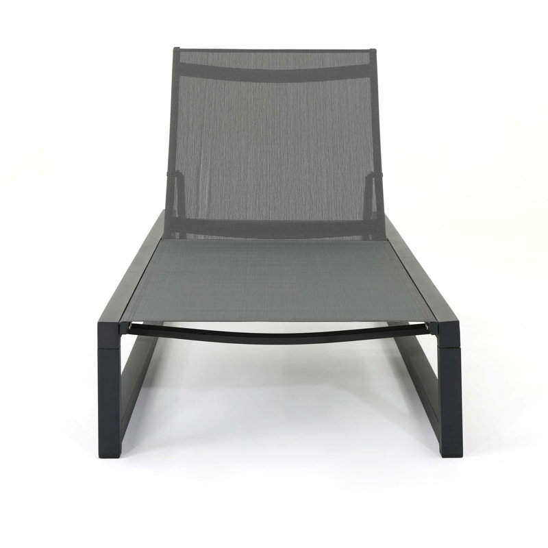 Chaise longue d'extérieur réglable avec structure en aluminium antirouille, Noir; gris