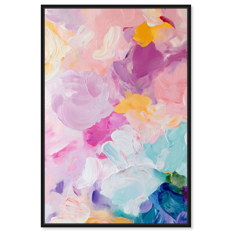 Toile abstraite Art Remedy Blush, couches brumeuses, Cadre flottant noir, H 16 po x l 11 po