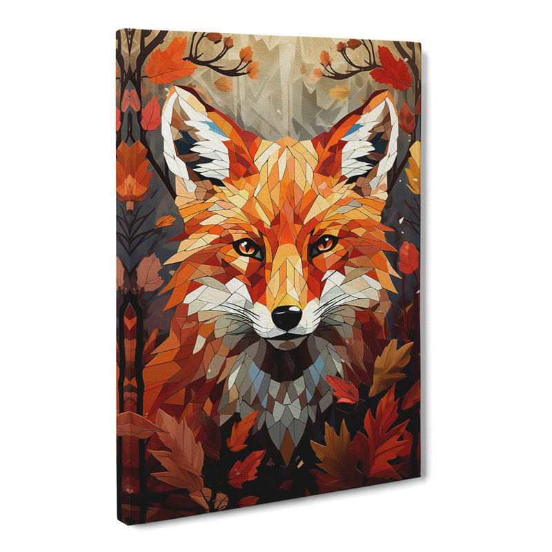 Fox Geometric No.4 - Wrapped Canvas, 76cm H x 50cm W x 3cm D