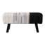 Élégant banc d'appoint à poils sur pattes avec rayures Patchwork - Mobilier polyvalent offrant style et confort - Banc de rangement rembourré pour sièges de chambre à coucher, de salon et de salle à manger - 36 po, ivoire / noir