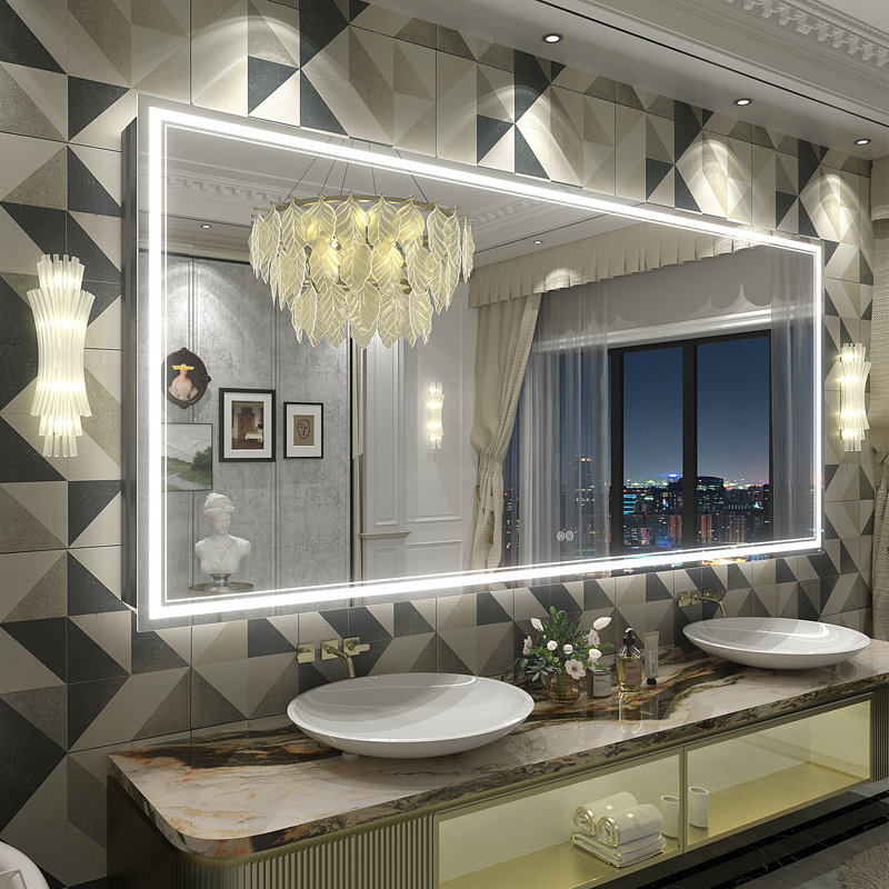  Wayfair Basics® UL Certified LED Anti-Fog Tempered Glass Bathroom/Vanity Mirror , 77" x 36"