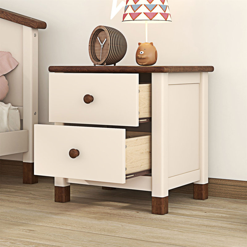 Table de bout en bois avec deux tiroirs pour la chambre à coucher