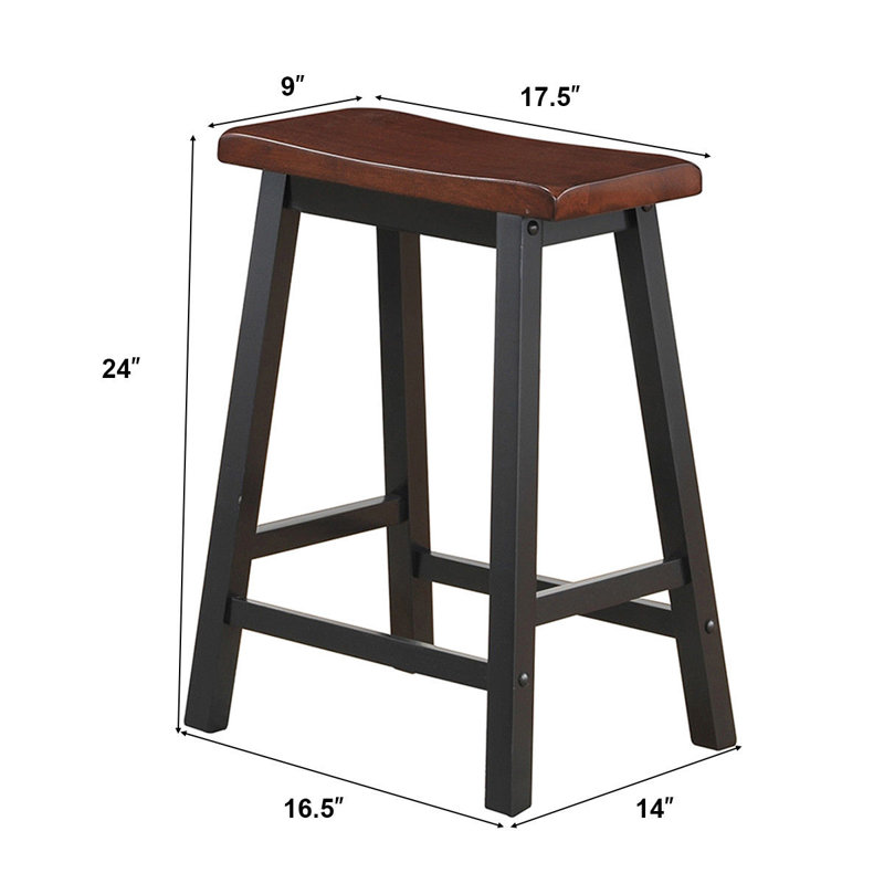 Tabouret de comptoir 24 po en bois massif, Marron