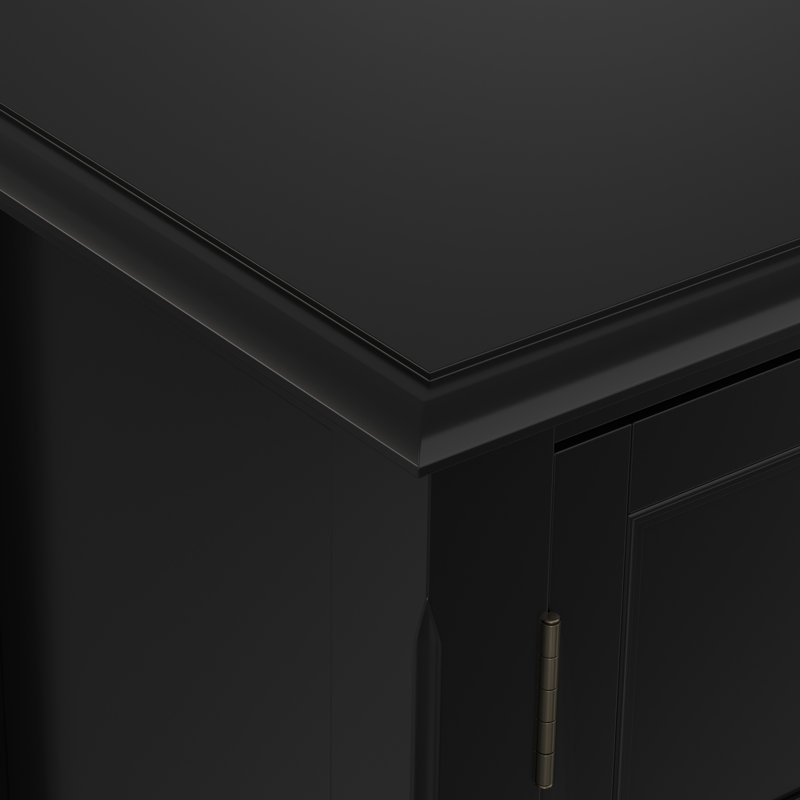 Armoire de rangement basse en bois massif avec tablettes réglables Burlington, Noir