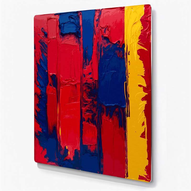 Art abstrait en métal sur fond rouge 50, H 11 po x l 14 po
