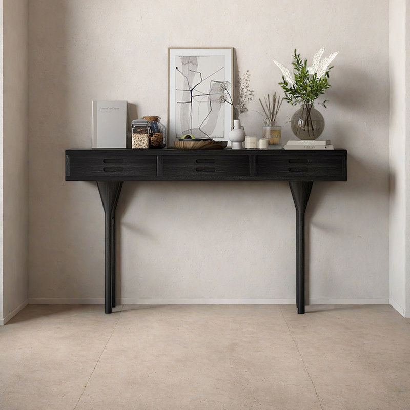 Console minimaliste à tiroirs de style nordique, Noir, H 30,71 po x L 47,24 po x l 15,75 po