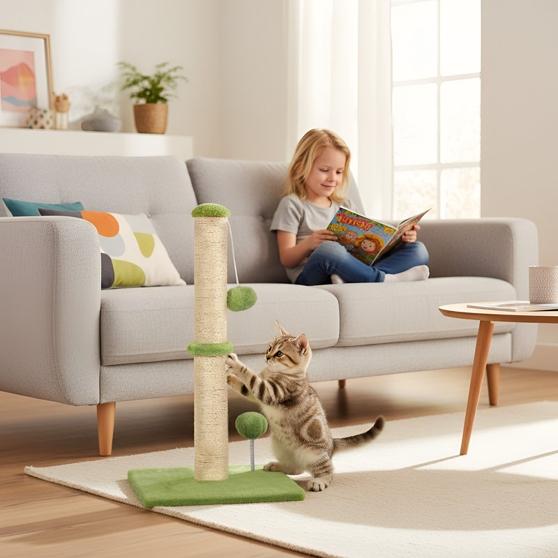 Grattoir pour chat 33 po, H 33,49 po x l 15,76 po x L 15,76 po, Vert