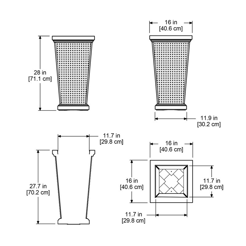 Wellington White Tall Polyethylene Wicker Planter