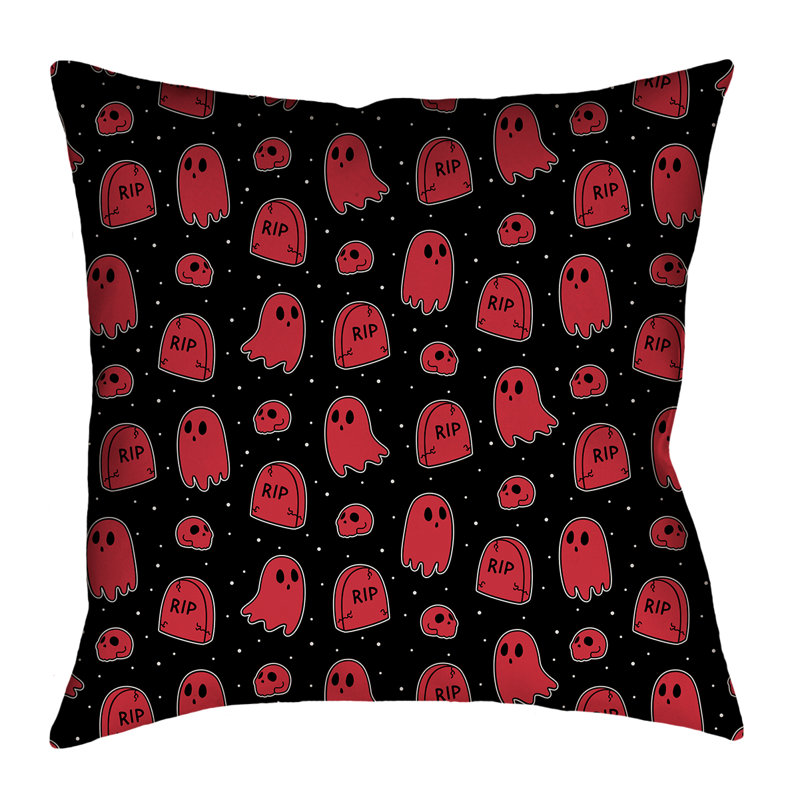 Coussin Katelyn Elizabeth, 26 po x 26 po, Noir / rouge, Polyester sergé