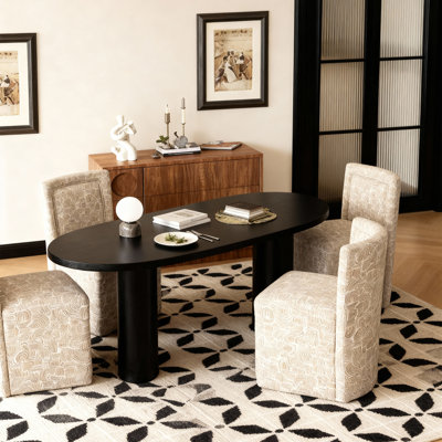 Chaise de salle à manger rembourrée moderne avec roulettes (ensemble de 4)