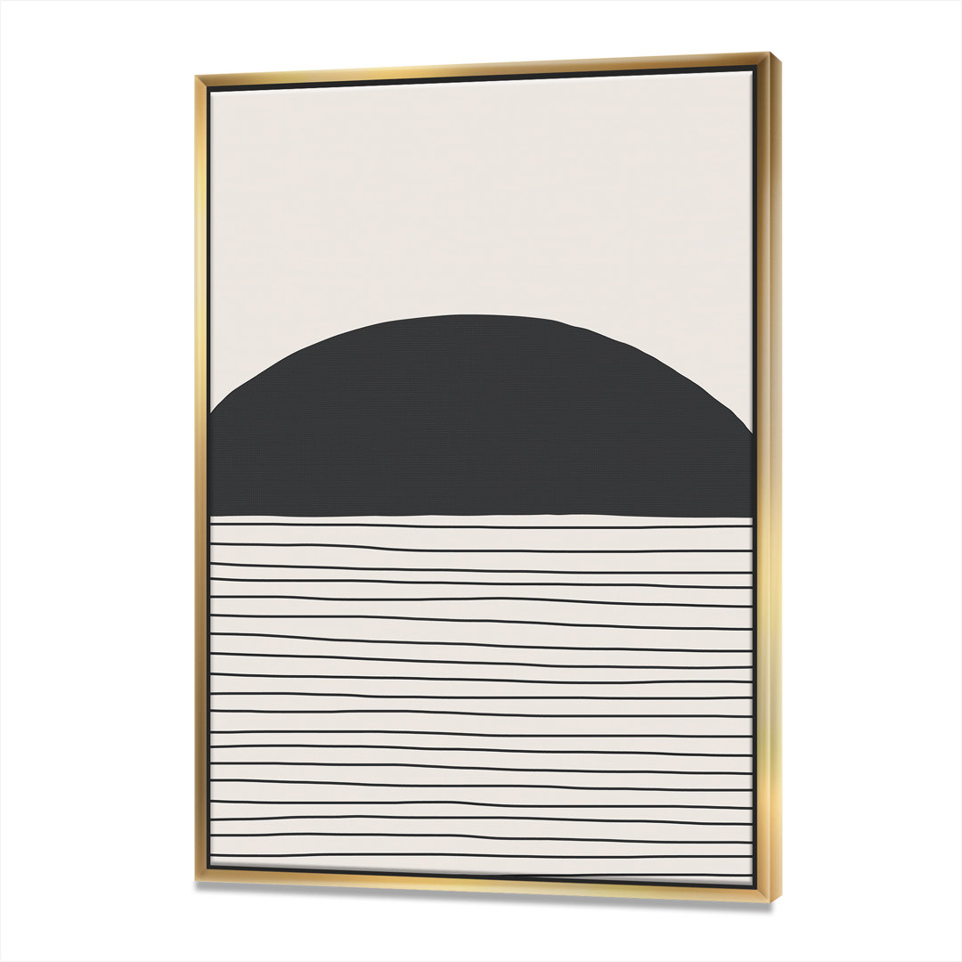 Minimal Geometric Lines and Circle V - Floater Frame Print on Canvas East Urban Home Frame 
