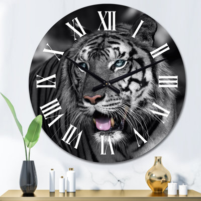 Portrait of A White Tiger I - Traditional Wall Clock