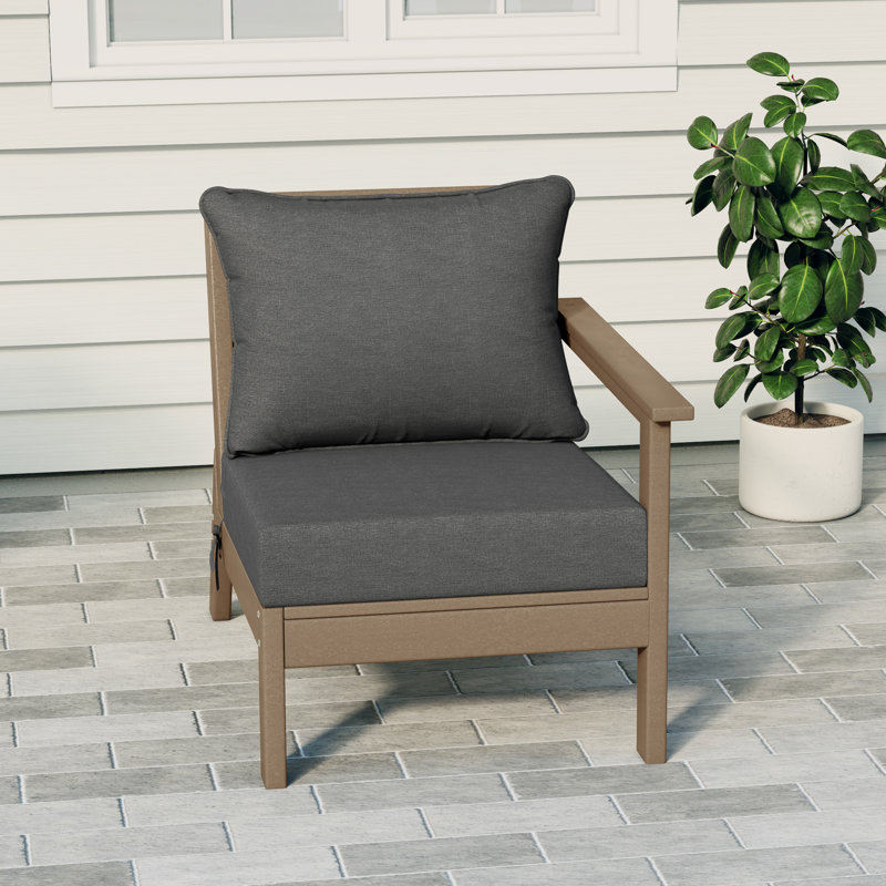 Deep Seating Right Arm Chair With Cushions, Gray, Light Brown