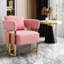 Chaise moderne rose avec pieds dorés, molleton doux pour une ambiance douillette - 2 pièces avec vestiaire, molleton de bureau, sans roulettes, rembourrage confortable