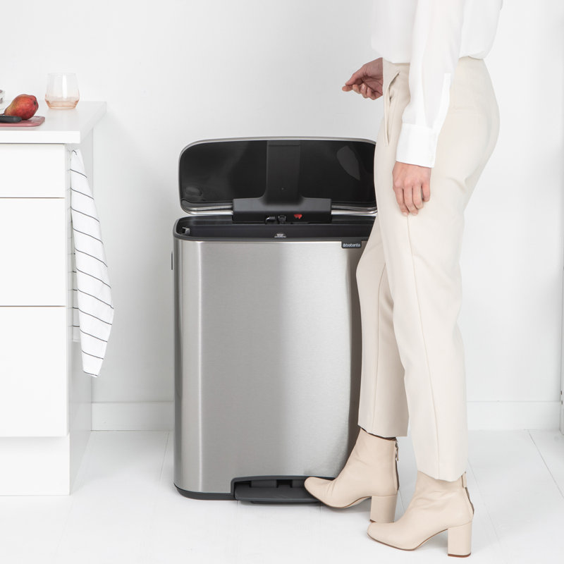 Brabantia Bo 60 Litre Pedal Bin, Matt Steel Fingerprint Proof