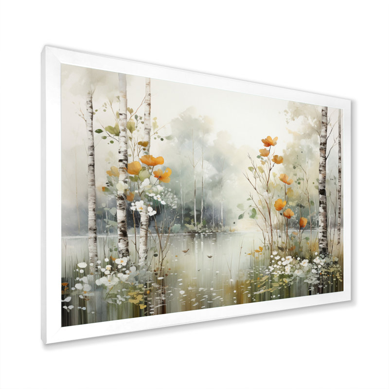 Binimal minimalisme forêt bois I - impressions sur toile forêt, Cadre simple blanc, H 12 po x l 20 po x P 1 po