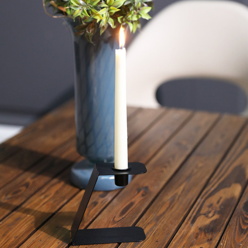 Metal Tabletop Candlestick, Black