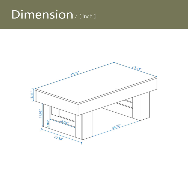 Table basse de 42 pouces en bois