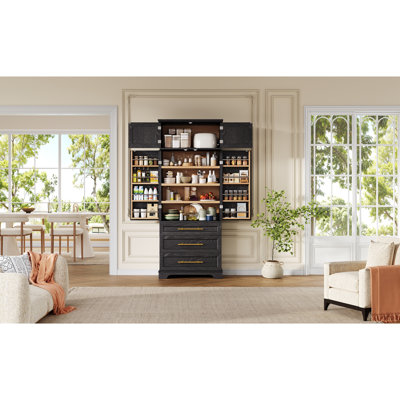 Tall Kitchen Pantry Cabinet with 8 Door Shelves,3 Adjustable Shelves, and 3 Drawers for Versatile Storage
