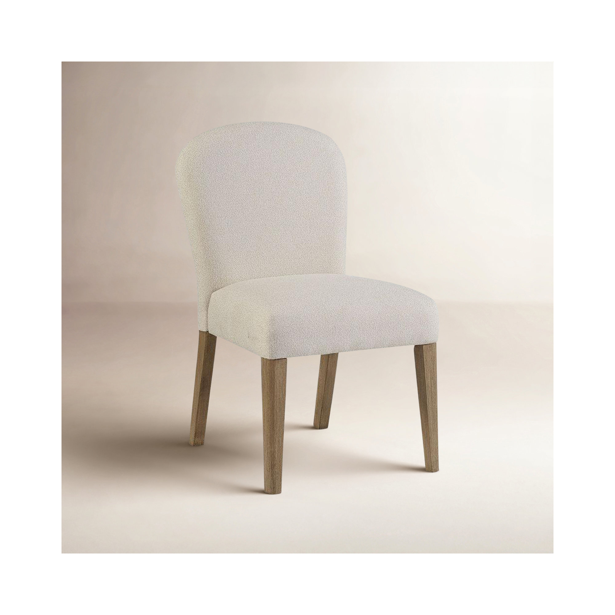 Marielle Upholstered Arch Dining Chair, Toffee/White Sand, Beige Wood