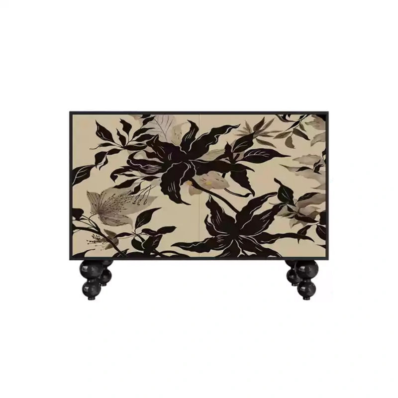 Modern Light Luxury Double Door Accent Cabinet, Black