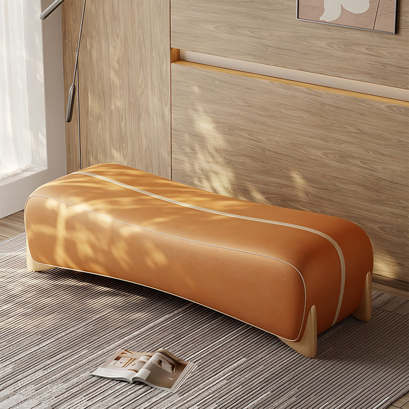 Banc rembourré en cuir, Orange