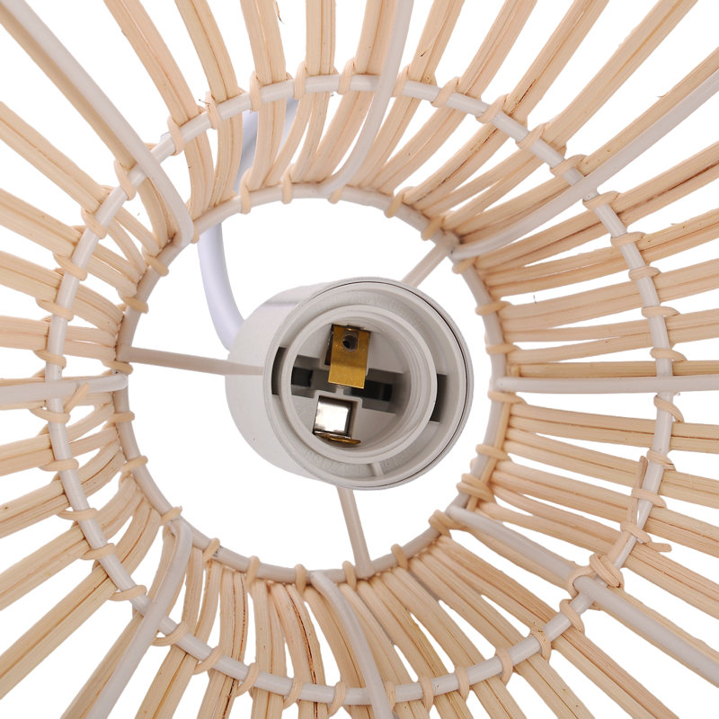 Calpella -Natural and White Rattan Light Pendant, 13.78" H x 13.78" W x 13.78" D