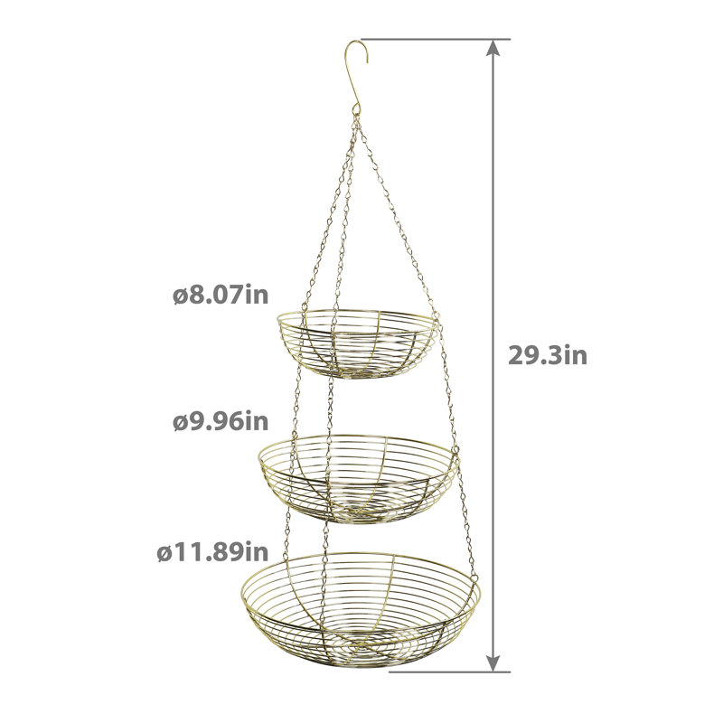 Everly Quinn Metal Fruit Bowl, Gold