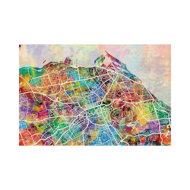 Edinburgh Street Map II by Michael Tompsett - Wrapped Canvas Gallery-Wrapped Canvas Giclée