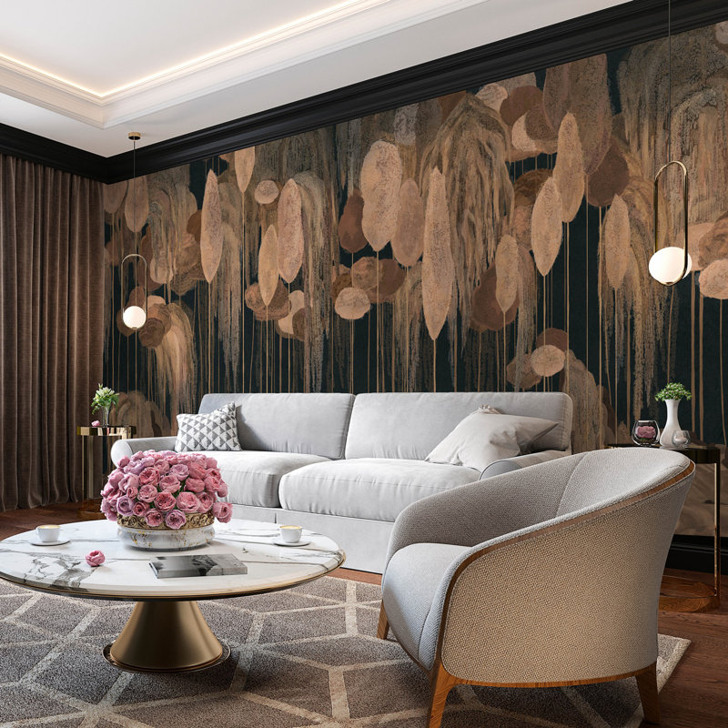 Enchanted Hanging Botanical Elements Wallpaper Mural, Brown, 66" L x 122" W