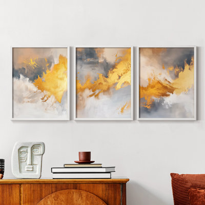Abstract  Series  CXLVII  -Set Of 3 Framed Giclee Prints -Ready to Hang