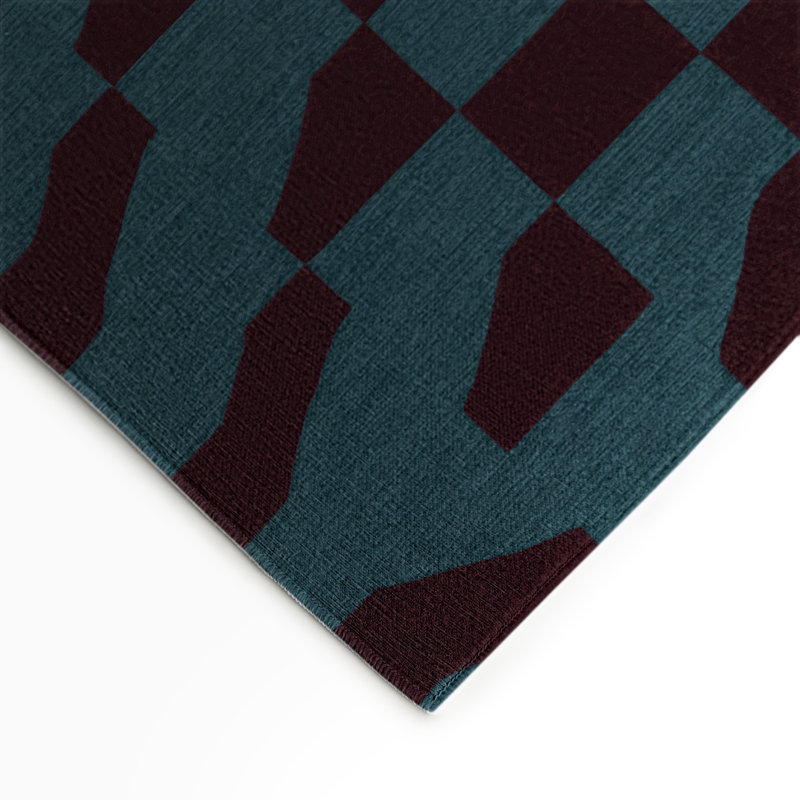 Tapis d'intérieur et d'extérieur à carreaux rouge, Rectangulaire 3 pi x 5 pi