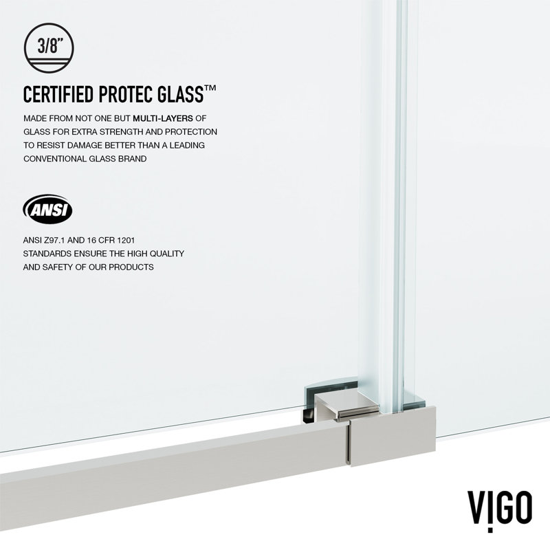 Hamilton 56-60" W x 68" H Sliding Frameless Tub Door with 3/8" Clear Glass, Stainless Steel