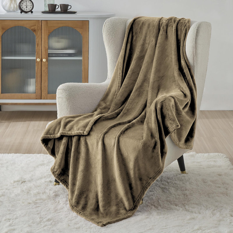 Couverture polaire Cozy Winter Collection 300GSM pour canapé, canapé, lit, Chameau, L 50 po x L 70 po