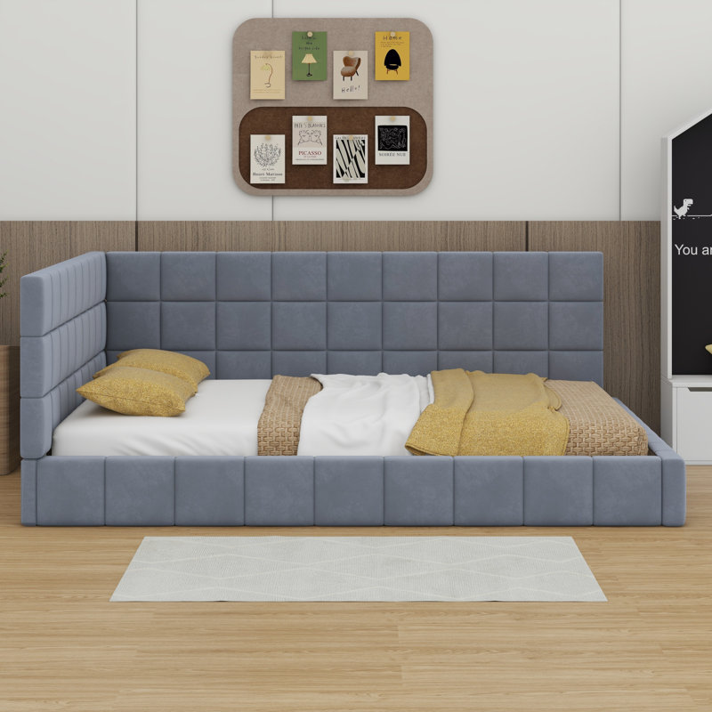 Upholstered Daybed/Sofa Bed Frame, Gray