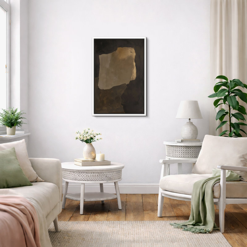 Abstrait, art de bloc brun foncé, photos de salon, impression sur toile encadrée, H 24 po x l 16 po x P 1,5 po, Cadre blanc