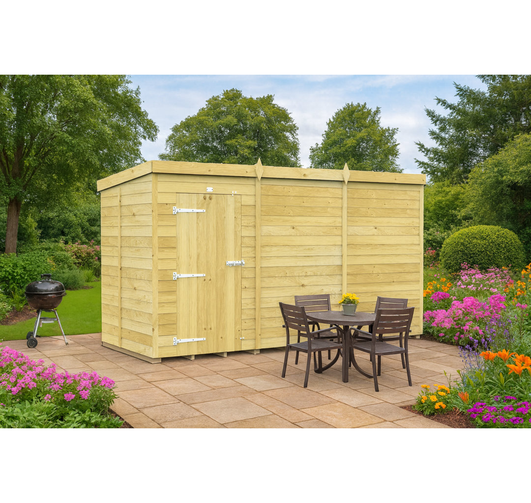 12ft x 5ft Pent Shed - Single Door without Windows
